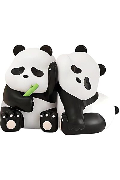 EXCEFORE Cute Panda Design Resin Bookends, Unique Animal Sculpture Bookends f...