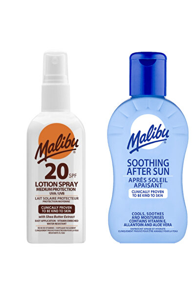 Malibu Spray rezistent la apă cu SPF20 100ml + Balsam după plajă 100ml