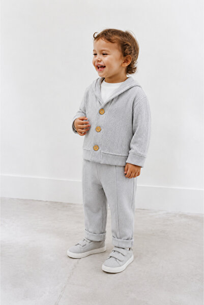 Tifina Kids Baby Boy 3-Piece Set Textured Knitwear Cardigan Long Sleeve Tshir...