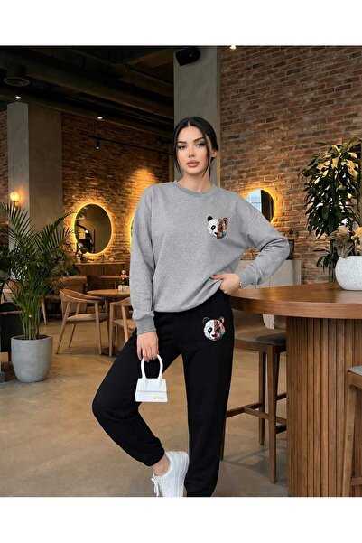 CLOTHES33 Zero Collar Sweatshirt 2-Piece Combination Winter Shardooned Colorf...