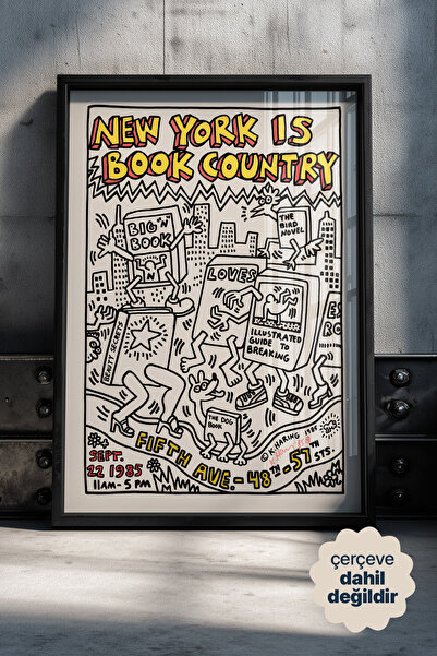 Persona Istanbul Keith Haring "New York is Book Country" - Pop-Art Sanat Post...
