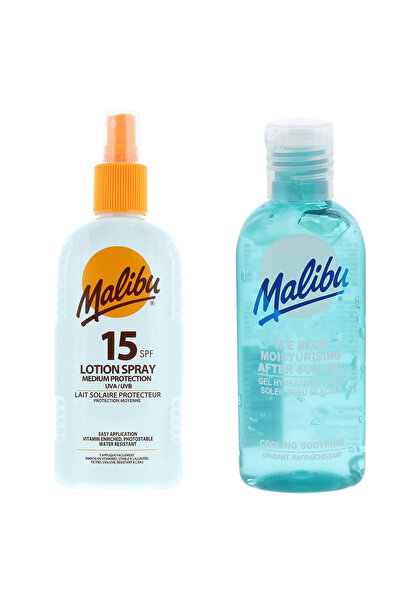Malibu Spray rezistent la apă cu SPF15 200ml + Gel după plajă 100ml