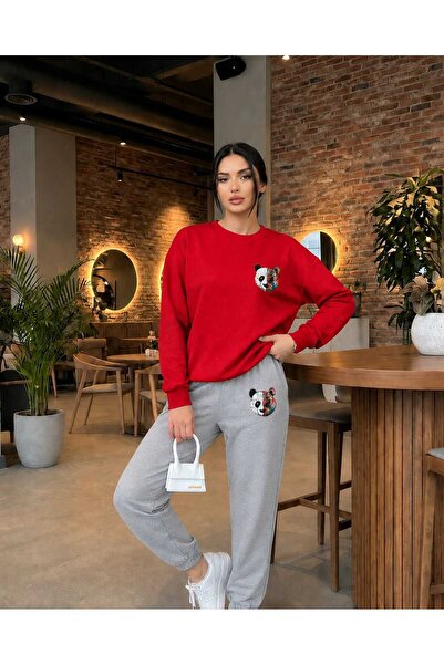CLOTHES33 Zero Collar Sweatshirt 2-Piece Combination Winter Shardooned Colorf...