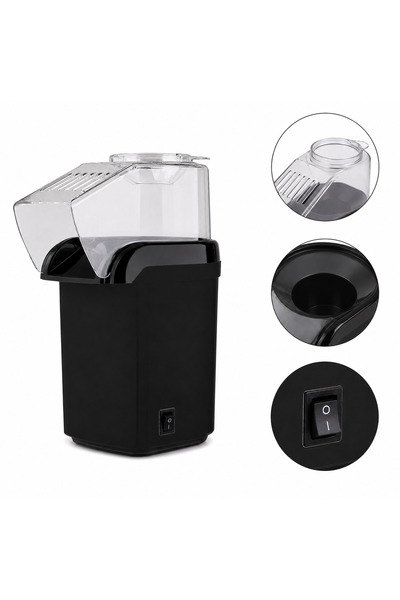 Zilan Aparat Popcorn cu Aer Cald 1200W, Fara Ulei, Strat Antiaderent, Buton P...