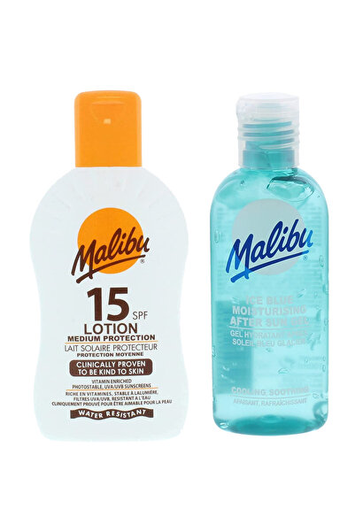 Malibu Loțiune protectoare SPF15 200ml + Gel după plajă 100ml