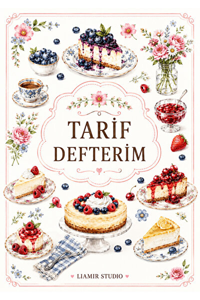 Liamir Studio Yemek Tarif Defteri 50 Yaprak, 100 Sayfa, Laminasyon Kapak / Te...