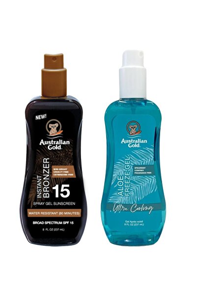 Australian Gold Spray gel bronzant SPF15 + Gel răcoritor cu Aloe