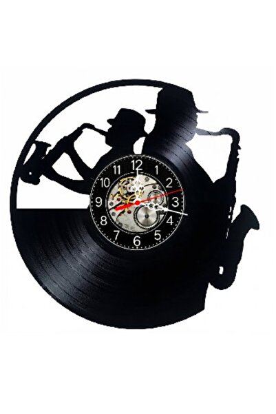 OEM Decorative Wall Clock Made from Vinyl Record, Jazz Saxophonists Duet Mode...