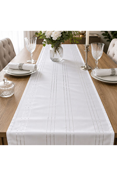 ZEYNO HOME TEKSTİL %100 Polyester Dertsiz Leke Tutmaz Şerit Desenli Runner Ma...