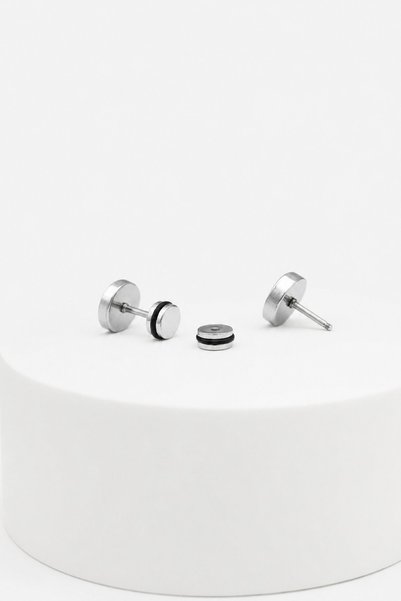 Lynare Perforated 8 mm Simple and Stylish Design 316 L Steel Men's Unisex Earring 1 Piece