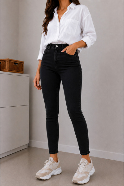 DELDNM Wild Women's Black High Waist Lycra Skinny Jeans