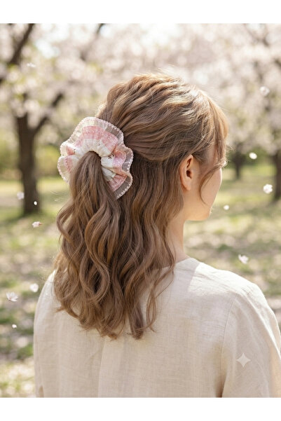 Mufincollection Muslin and Poplin Fabric Elastic Hair Tie with Lace Detail – ...