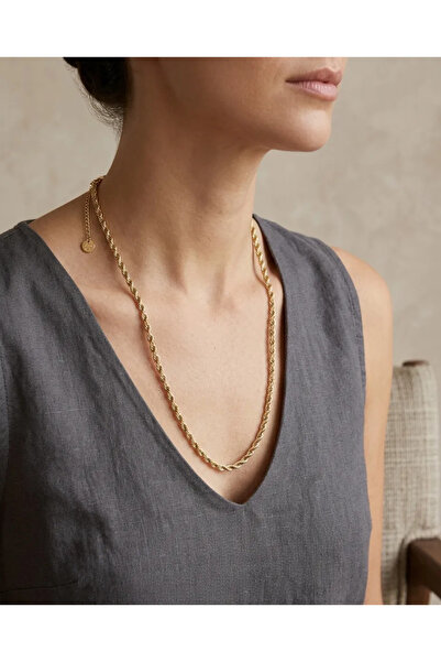ZEY Steel Women's Necklace Gold Color Twisted Chain Long Chain Necklace