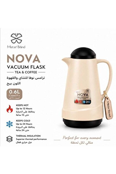 Mister Brand Nova Vacuum Flask For Tea & Coffee, MB/119-06BBK, 0.6L, Beige Wi...