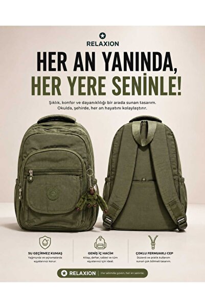 Relaxion 1620 Çok Bölmeli Günlük ve Okul Sırt Çantası – Geniş Hacimli, Fermua...