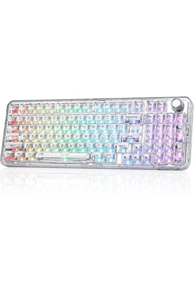 GENERAL لوحة مفاتيح ميكانيكال لاسلكية للالعاب X98 QMK/VIA مع مقبض ثلاثي الاوض...