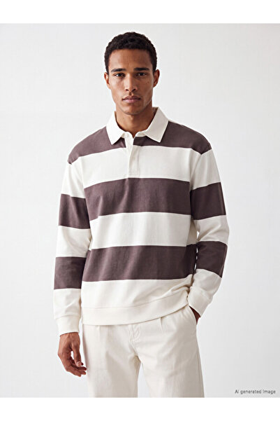 LC Waikiki Rmz Gi̇yi̇m Farkiyla Devrik Roba Collar Striped Men's Sweatshirt