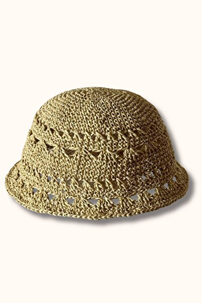 MELUSH Patterned Knitted Hat, Hand Knitted Straw Bucket Hat