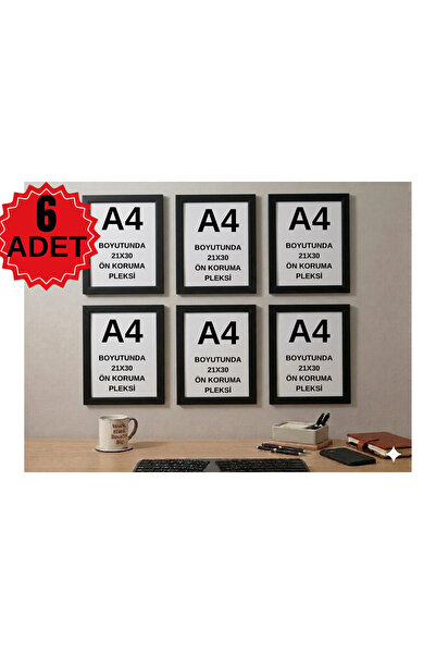 fy design 6 ADET SİYAH A4 BOYUTUNDA 21X29,7 ÇERÇEVE FOTOĞRAF BELGE SERTİFİKA ...