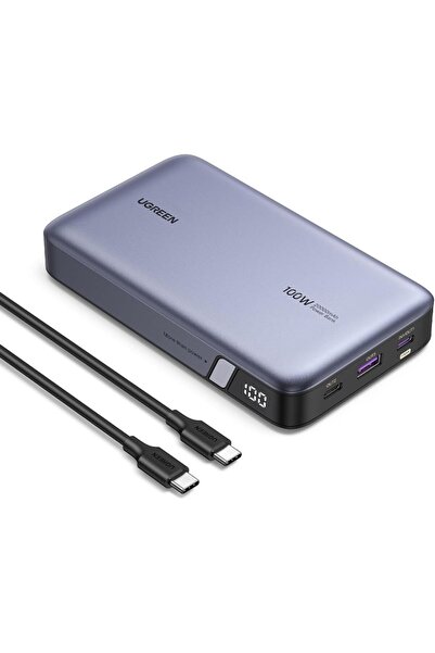 Ugreen 100W Güç Bankası 20000mAh 3 Portlu Harici Pil MacBook Pro/Air, iPhone ...