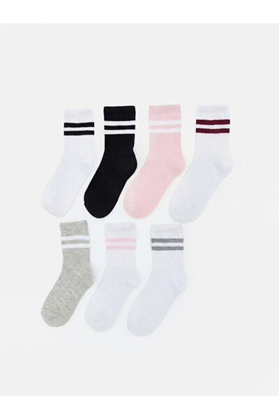 LC Waikiki Rmz Gi̇yi̇m Farkiyla Striped Girls' Socks 7-Pack