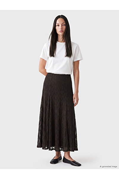 LC Waikiki Rmz Gi̇yi̇m Farkiyla Women's Waist Drawstring A-Line Lace Midi Skirt
