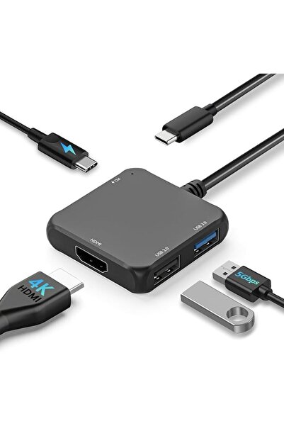 GENERAL محول USB C HDMI 4 في 1، محول متعدد المنافذ من النوع C الى 4K HDMI مع ...