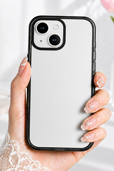 iPhone 13 / 14 Kılıf Darbe Emici Köşe Kenar Korumalı Kamera Çerçeveli Şeffaf Sert Arka Kapak