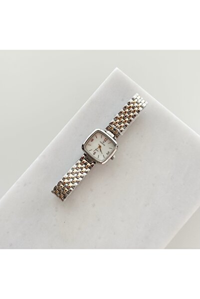Vesce Atelier Square Dial Gold Silver Watch White