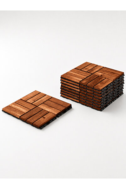 homenter Akasya Ahşap Yer Döşemesi 30x30x2 cm Kahverengi | Klik Sistemli Balk...
