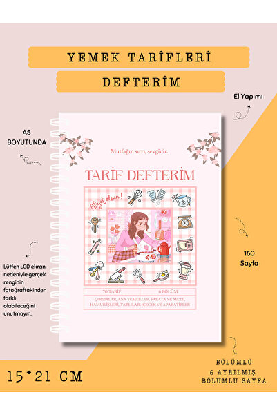 Else Craft Yemek Tarifleri Defterim - 6 BÖLÜMLÜ -Pembe Kız- No:3