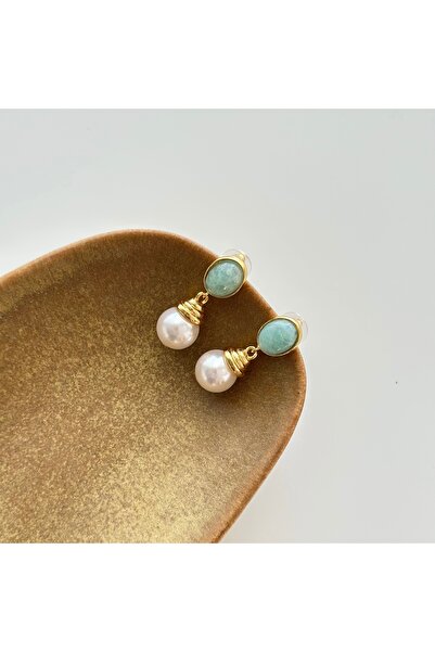 Vesce Atelier Aqua Pearl Elegance Natural Stone Earrings