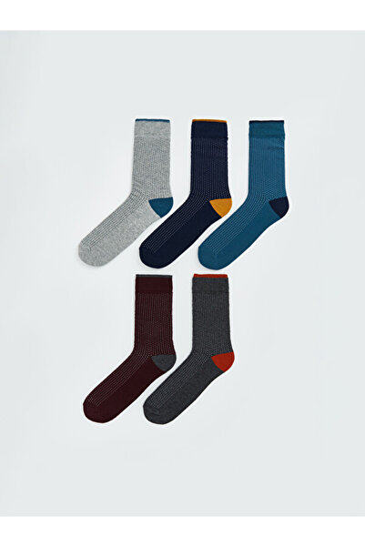 LC Waikiki Rmz Gi̇yi̇m Farkiyla Embroidered Men's Socks 5-Pack