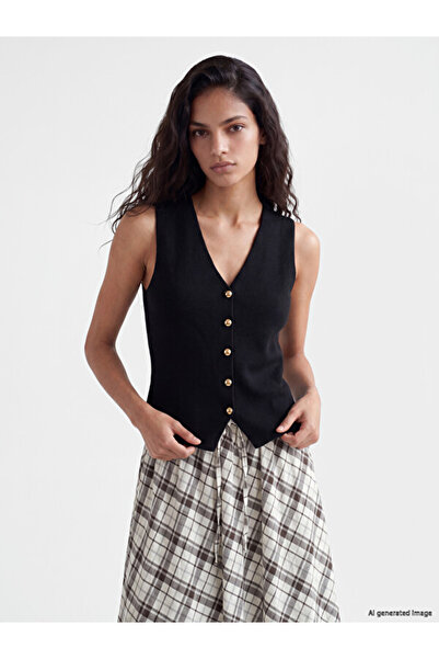 LC Waikiki Rmz Gi̇yi̇m Farkiyla V Dikim Women's Knitwear Vest