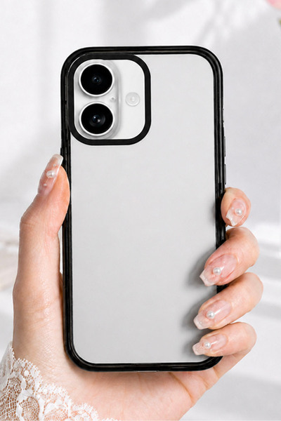 iPhone 16 Kılıf Darbe Emici Köşe Kenar Korumalı Kamera Çerçeveli Şeffaf Sert Arka Kapak