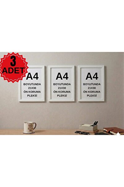 fy design 3 ADET BEYAZ A4 BOYUTUNDA 21X29,7 ÇERÇEVE FOTOĞRAF BELGE SERTİFİKA ...