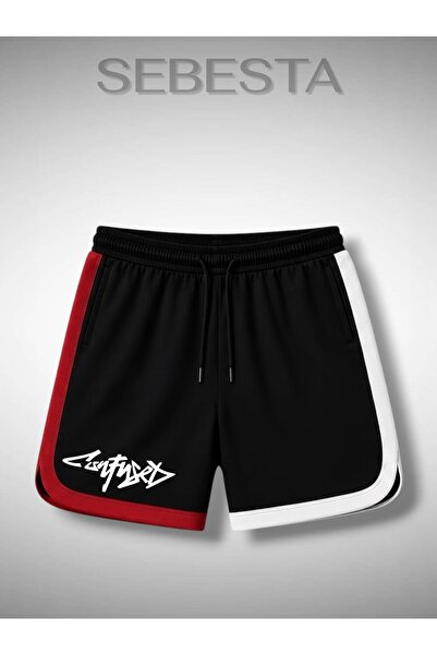 Sebesta Fashion Colorful Text Printed Premium Jersey Sports Shorts with Pockets