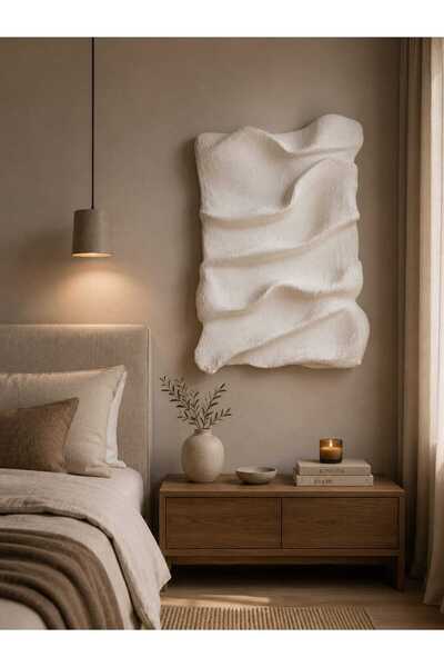El Yapımı Modern Alçı Tablo - Dokulu Dekoratif Duvar Panosu 40x55 cm