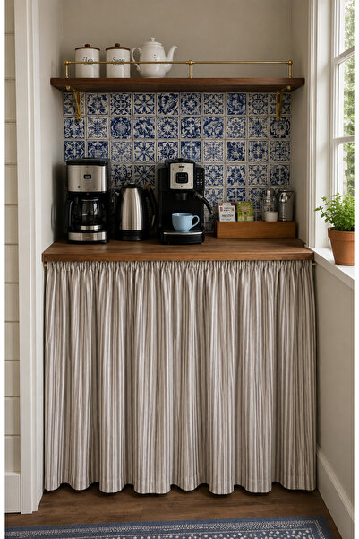 ToffyStore Striped Under-Counter Curtain (150X70Cm)