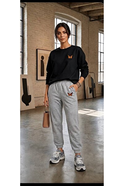 CLOTHES33 Trening cu guler rotund, set din 2 piese, model de iarnă cu imprime...