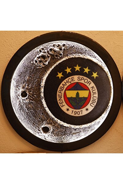 Ahşap Ay Tablosu 60 cm Çap - Epoksi Korumalı, Gün Işığı LED Aydınlatmalı