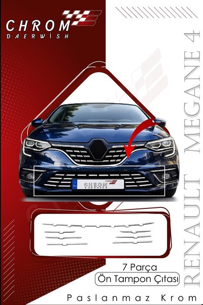 Derwish Renault Megane 4 HB 5D/SD Ön Tampon Çıtası 7 Parça 2020 ve Üzeri Krom...