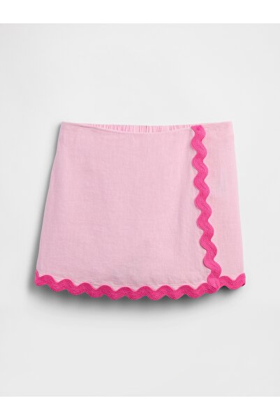 GAP Kız Çocuk Açık Pembe Pull-On Keten Karışımlı Şort Etek