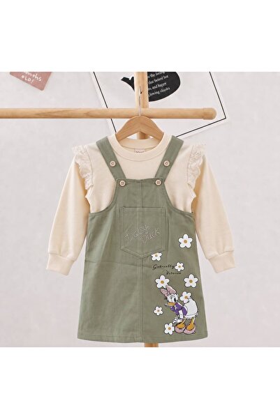 NOTA KİDS Girl's Floral Printed Gabardine Gilet Dress Set – 2-Piece Set with ...
