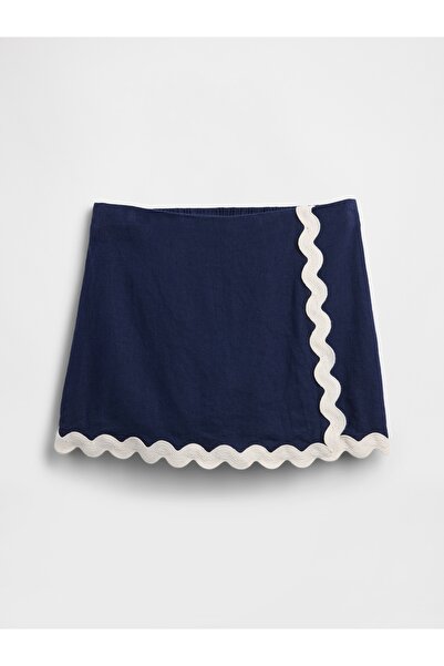 GAP Kız Çocuk Lacivert Pull-On Keten Karışımlı Şort Etek