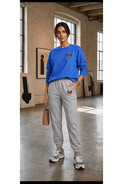 CLOTHES33 Trening cu guler rotund, set din 2 piese, model de iarnă cu imprime...