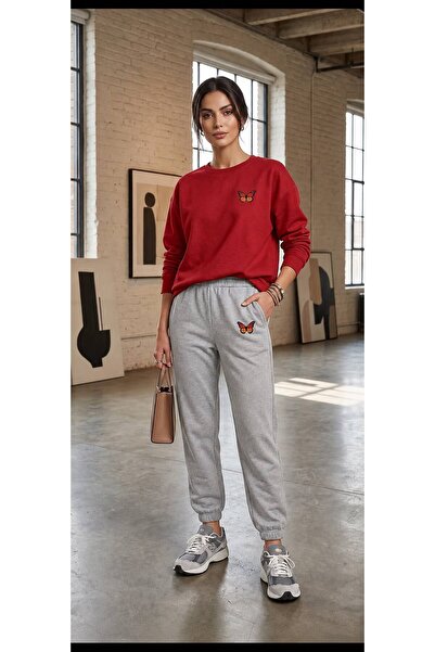 CLOTHES33 Zero-Collar Sweatshirt 2-Piece Combination Winter Colorful Butterfl...