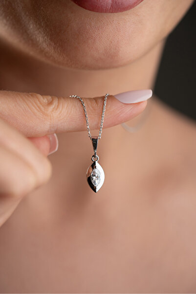 Silvano Jewelry 925 Ayar Gümüş Mekik Taşlı Rodyum Kaplama Kolye