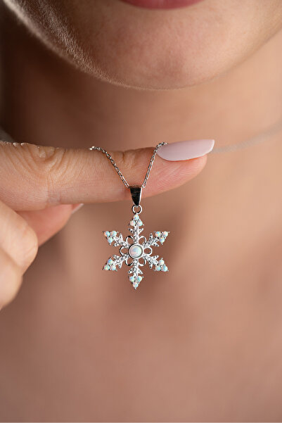 Silvano Jewelry 925 Ayar Gümüş Opal Taşlı Pırıltı Serisi Kartanesi Kolye