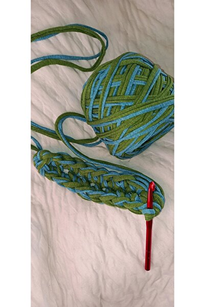 UMRA collection UMRA COLLECTİON-Yeşil-Mavi Melanj Penye İp - Çift Kat Sarım Ö...